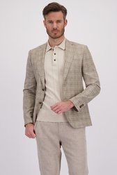 Voorkant van Lichtbruine geruite linnen blazer door Upper East voor Heren