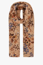 Lichtbruine sjaal met bladerprint van Liberty Island voor Dames