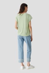 Lichtgroen T-shirt met ecru print van Opus voor Dames