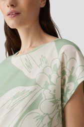 Lichtgroen T-shirt met ecru print van Opus voor Dames
