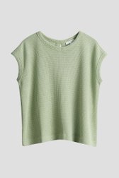 Lichtgroen T-shirt met gebreide look van Opus voor Dames