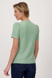 Lichtgroen T-shirt met gewafelde structuur van Claude Arielle voor Dames