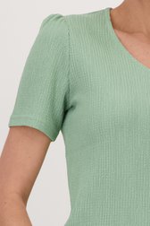 Lichtgroen T-shirt met gewafelde structuur van Claude Arielle voor Dames
