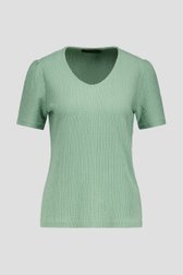 Lichtgroen T-shirt met gewafelde structuur van Claude Arielle voor Dames