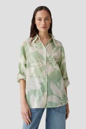 Lichtgroene blouse met witte bloemenprint van Opus voor Dames