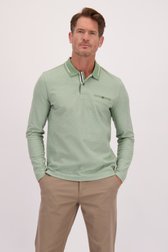 Voorkant van Lichtgroene polo met lange mouwen door Dansaert Blue voor Heren