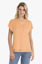 Lichtoranje blouse met V-hals van Liberty Island voor Dames