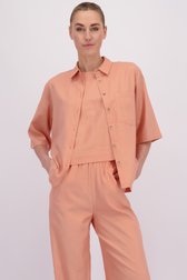 Voorkant van Lichtroze linnen blouse door Liberty Island voor Dames