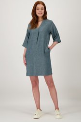 Linnen grijs-blauw kleedje met V-hals van Libelle voor Dames