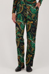 Voorkant van Losse broek met groene paisley print door Claude Arielle voor Dames
