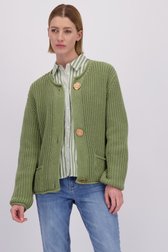 Video van Groene gebreide cardigan met detailknopen door More & More voor Dames