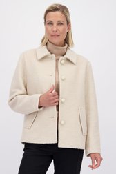 Le devant de Manteau court écru effet teddy de Claude Arielle pour Femmes