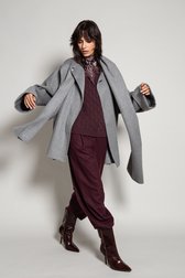 Détail de Manteau gris en laine avec écharpe - e5 x Feeling de Liberty Island pour Femmes