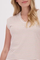 Detail van Midi-kleedje met witte-chocoladebruine strepen  door Liberty Loving nature voor Dames