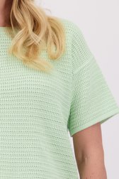 Detail van Mintgroene trui met crochetlook door Libelle voor Dames