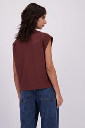 Achterkant van Mouwloos bruin T-shirt door Louise voor Dames