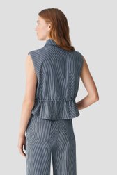 Mouwloze blauwe vest met gestreept motief van Opus voor Dames
