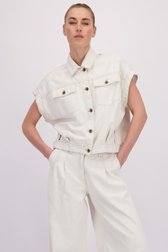 Detail van Mouwloze ecru jeansvest door Liberty Island Denim voor Dames