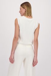 Achterkant van Mouwloze ecru trui met glitter bloemenmotief door More & More voor Dames