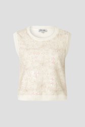 Productfoto 3 van Mouwloze ecru trui met glitter bloemenmotief door More & More voor Dames