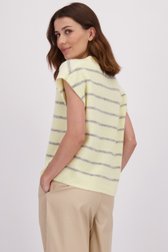 Achterkant van Mouwloze pastelgele cardigan met gestreept motief door LŌVING voor Dames