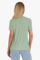 Muntgroen T-shirt met geperforeerde bloemenprint van JDY voor Dames