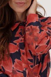Navy blouse met glanzende bloemenprint van Claude Arielle voor Dames