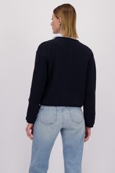 Le dos de Navy gebreide cardigan met detailknopen de More & More pour Femmes