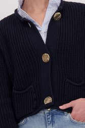 Détail de Navy gebreide cardigan met detailknopen de More & More pour Femmes