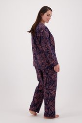 Navy katoenen pyjama met oudroze motiefje van Eskimo voor Dames