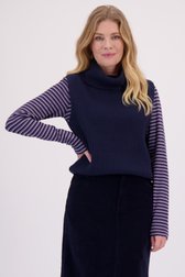 Voorkant van Navy mouwloos truitje met rolkraag door Libelle voor Dames