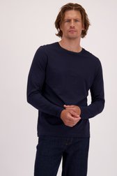 Voorkant van Navy T-shirt met lange mouwen door Liberty Island voor Heren