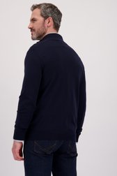 Achterkant van Navy wollen trui met korte rits door Dansaert Black Premium voor Heren