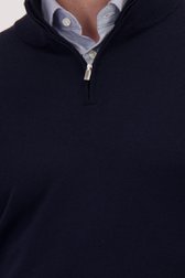 Detail van Navy wollen trui met korte rits door Dansaert Black Premium voor Heren