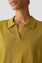 Olijfgroen fijngebreid poloshirt van Opus voor Dames