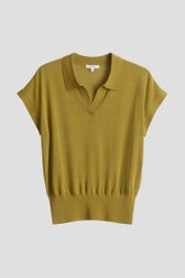 Olijfgroen fijngebreid poloshirt van Opus voor Dames