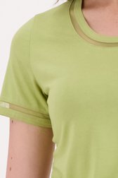 Olijfgroen T-shirt met doorschijnend detail van D'Auvry voor Dames