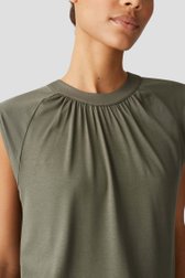 Olijfgroen T-shirt met plooitjes van Opus voor Dames
