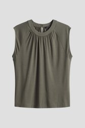 Olijfgroen T-shirt met plooitjes van Opus voor Dames
