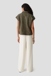 Olijfgroene blouse met geborduurd motief van Opus voor Dames