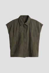 Olijfgroene blouse met geborduurd motief van Opus voor Dames