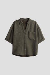 Olijfgroene blouse met gestreepte structuur van Opus voor Dames