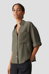 Olijfgroene blouse met gestreepte structuur van Opus voor Dames