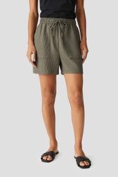 Olijfgroene short met gestreepte structuur van Opus voor Dames
