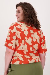 Oranje blouse met beige print van Only Carmakoma voor Dames