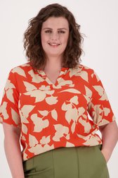 Oranje blouse met beige print van Only Carmakoma voor Dames
