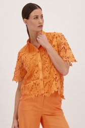 Oranje blouse met gehaakte bloemen van D'Auvry voor Dames