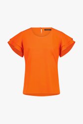 Oranje-rode blouse met korte volant-mouwen van Claude Arielle voor Dames