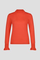 Oranje-rood truitje met hoge hals van Claude Arielle voor Dames