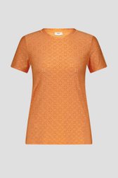 Oranje T-shirt met broderie Anglaise van JDY voor Dames